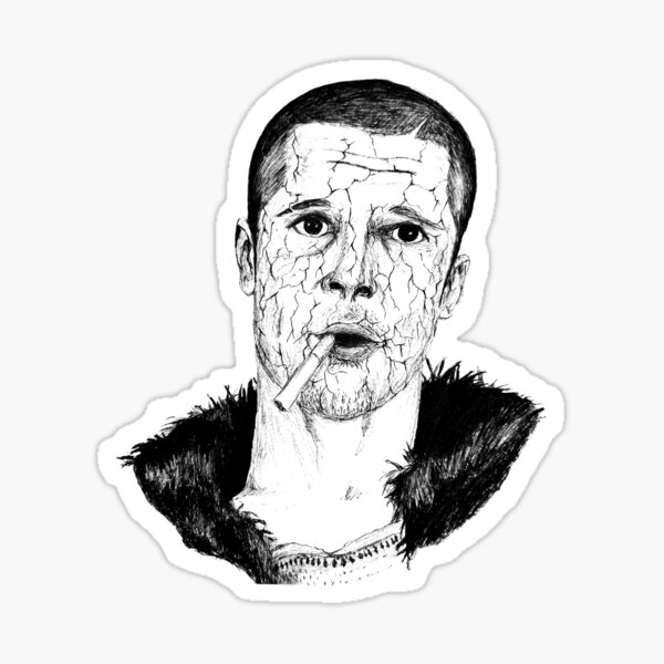 Item preview, Poor Brad Pitt Black Portrait Pen Drawing Transparent designed and sold by surmind.
