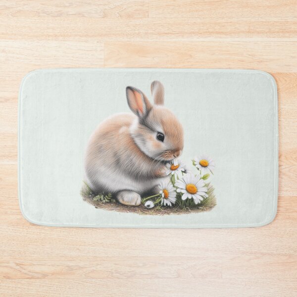 Item preview, Dwarf bunny eating daisies designed and sold by barksandsqueaks.