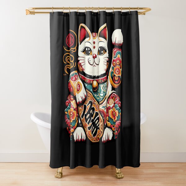 Maneki Neko Shower Curtains for Sale Redbubble