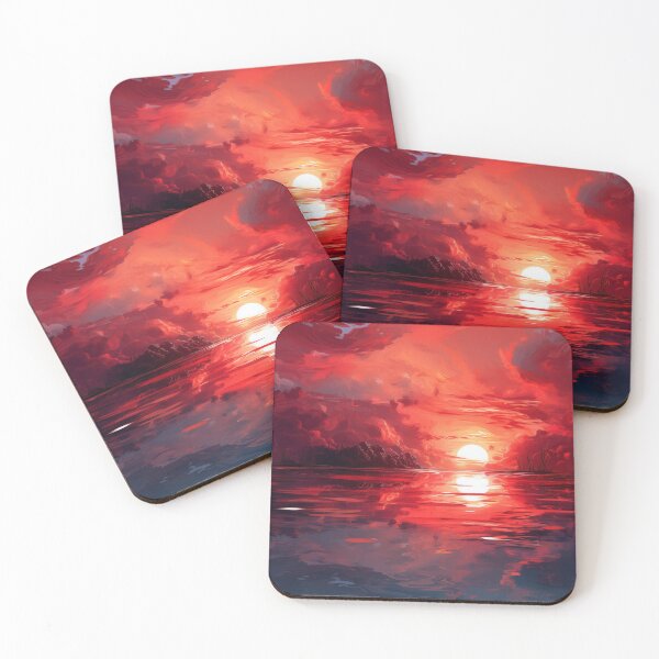 Item preview, red sunrise shining over water designed and sold by RoweAmmons.