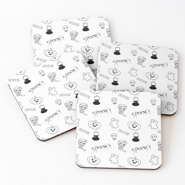 Item preview, Black And White Halloween themed pattern designed and sold by Scrabbly Doodles.