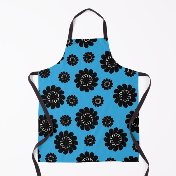 Item preview, Floral print with simple black flowers of different sizes. With blue background. designed and sold by Martapp.