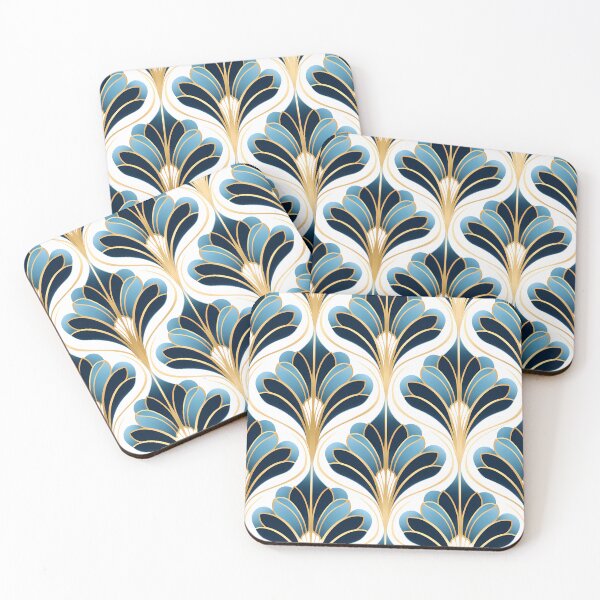 Item preview, blue white gold art deco pattern designed and sold by AnnaGo.