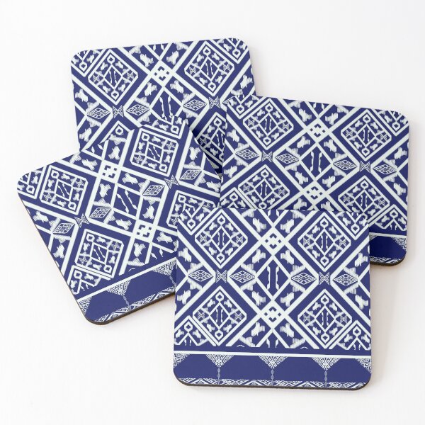 Item preview, Pattern of geometric white and blue Thai silk stripes for cloth designed and sold by NarongStocker37.