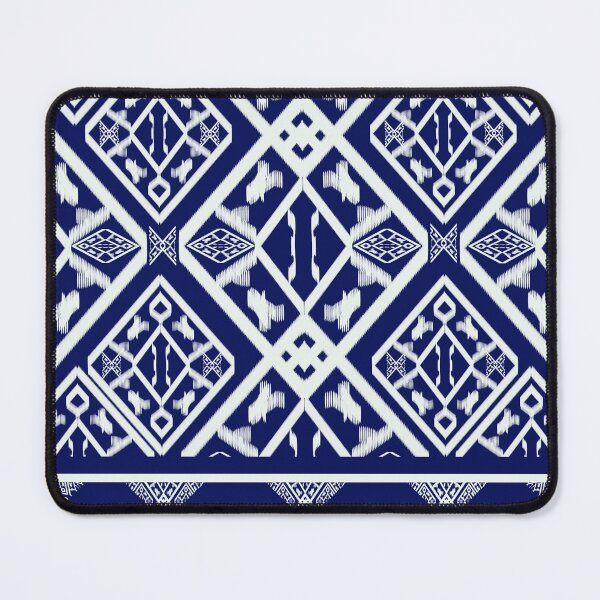 Item preview, Pattern of geometric white and blue Thai silk stripes for cloth designed and sold by NarongStocker37.
