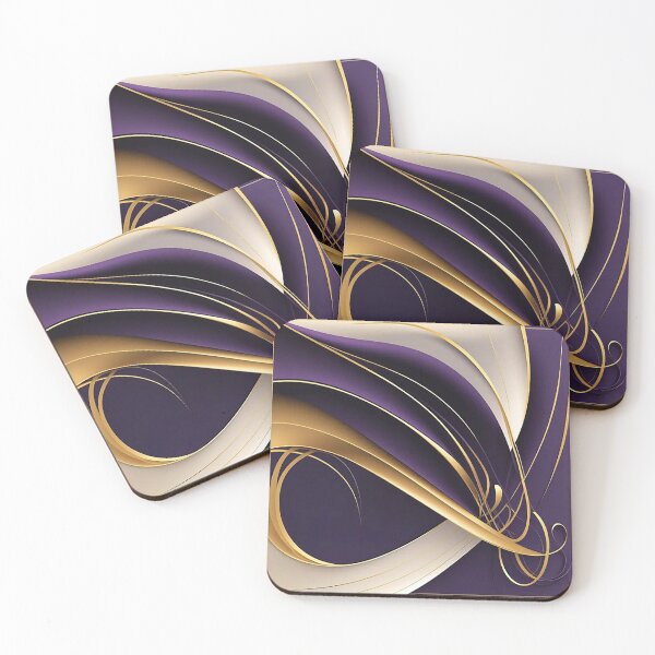 Item preview, Dynamic Abstract Lines in Monochrome, Gold, and Purple designed and sold by PaintbrushPlace.