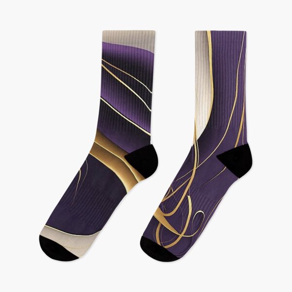 Item preview, Dynamic Abstract Lines in Monochrome, Gold, and Purple designed and sold by PaintbrushPlace.
