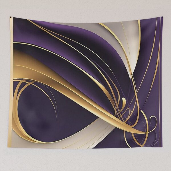 Item preview, Dynamic Abstract Lines in Monochrome, Gold, and Purple designed and sold by PaintbrushPlace.
