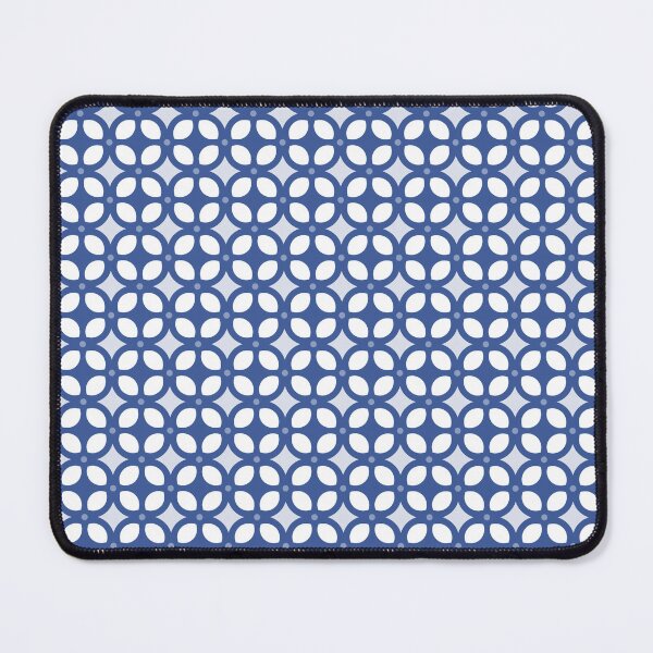 Item preview, Blue White Rounded Rectangles Abstract Connected Geometric 60s Snowflakes Retro Pattern designed and sold by PenguinForests.