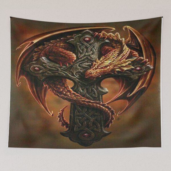 Item preview, Orange Dragon Celtic Cross designed and sold by leen12 Art Designs Prints.