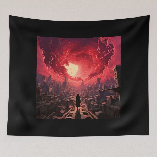 Item preview, Dystopian Eclipse - Crimson Skyline Art Print designed and sold by SmartDesignByBB.