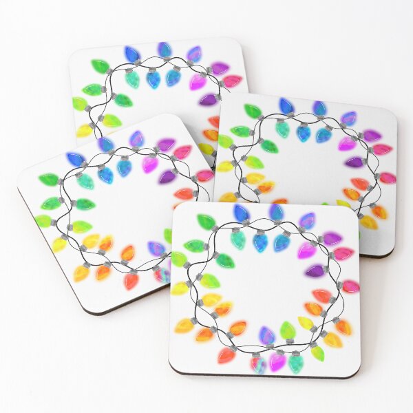 Item preview, Circle of colorful glowing christmas light watercolor designed and sold by Rosamint.