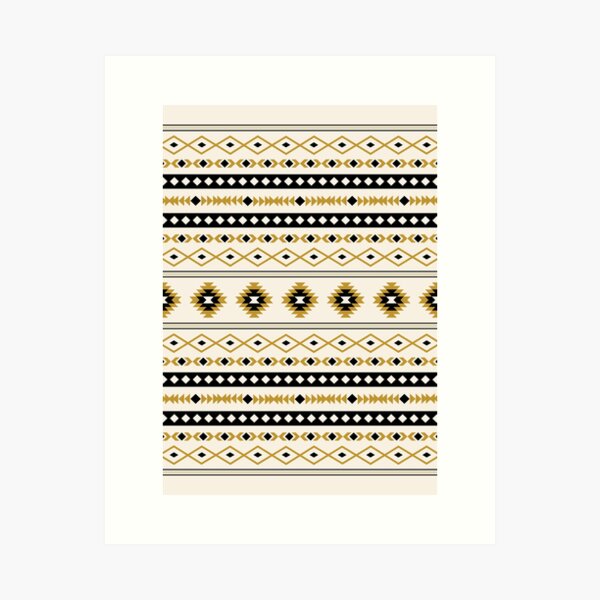 Aperçu de l'œuvre Motif de motifs mixtes aztèque or noir crème créée et vendue par NataliePaskell.