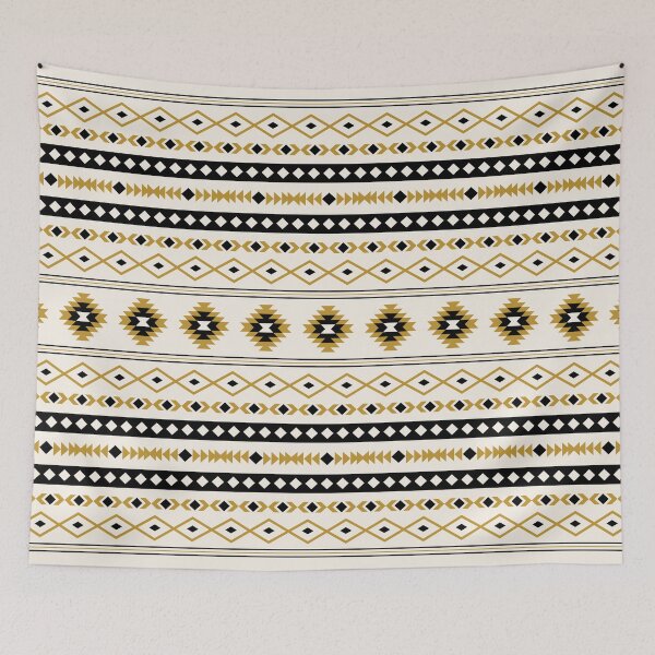 Item preview, Aztec Gold Black Cream Mixed Motifs Pattern designed and sold by NataliePaskell.