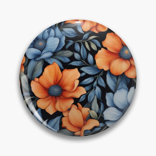 Item preview, Blue Orange Flowers Watercolor Pattern designed and sold by Uday24.
