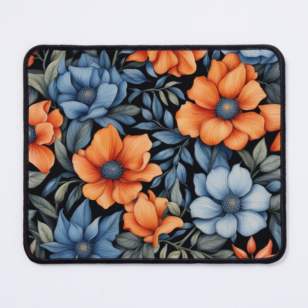 Item preview, Blue Orange Flowers Watercolor Pattern designed and sold by Uday24.