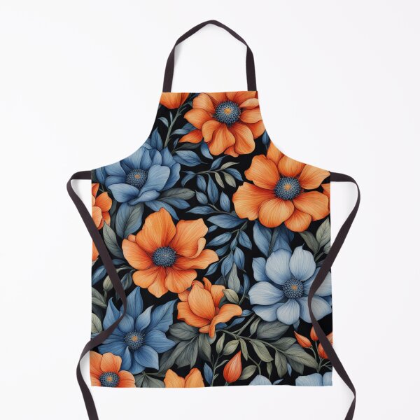 Item preview, Blue Orange Flowers Watercolor Pattern designed and sold by Uday24.