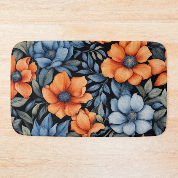 Item preview, Blue Orange Flowers Watercolor Pattern designed and sold by Uday24.