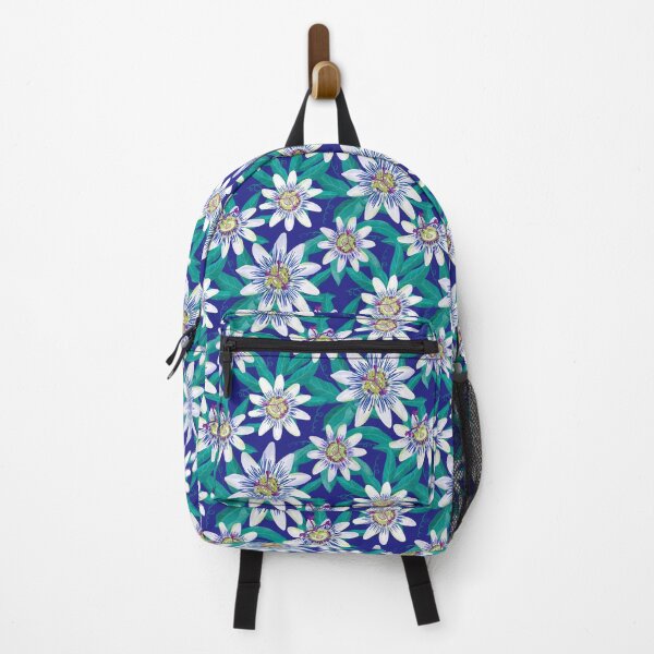 Item preview, Passion flowers on a blue background designed and sold by marielorestudio.