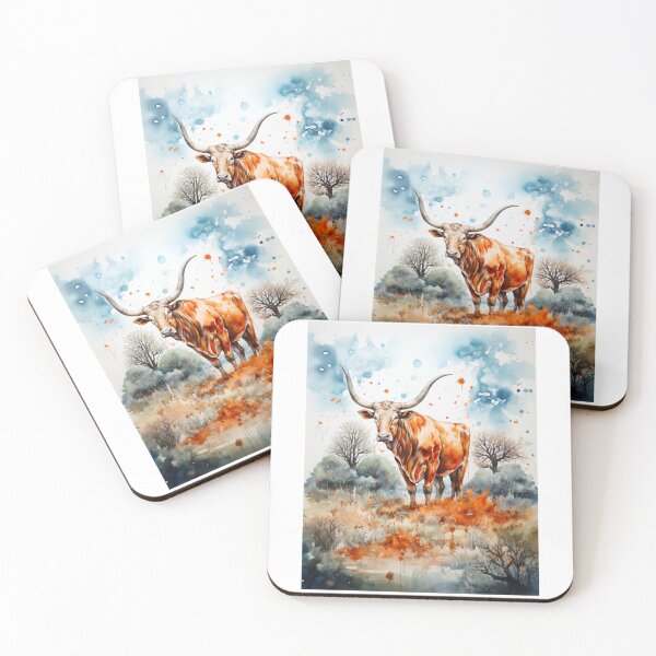 Item preview, Steer watercolor print designed and sold by PaperieJennifer.