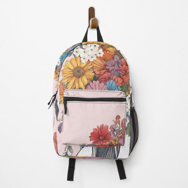 Item preview, A girl carrying a colorful bouquet of flowers designed and sold by RAIN SPIRIT.