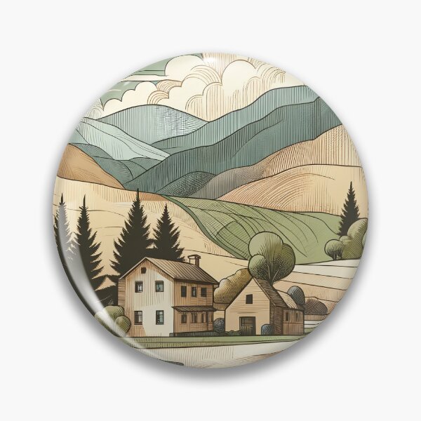 Item preview, Serene Village Amidst Tranquil Hills designed and sold by PictorialWhimsy.