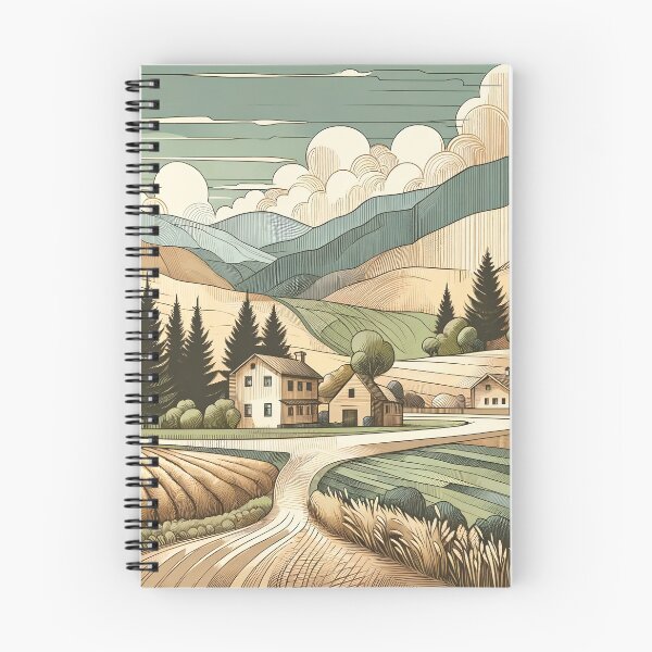 Item preview, Serene Village Amidst Tranquil Hills designed and sold by PictorialWhimsy.