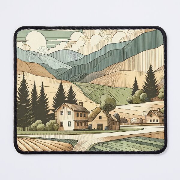 Item preview, Serene Village Amidst Tranquil Hills designed and sold by PictorialWhimsy.