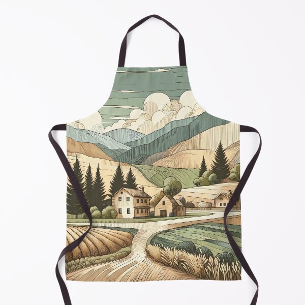 Item preview, Serene Village Amidst Tranquil Hills designed and sold by PictorialWhimsy.