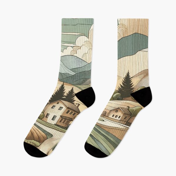 Item preview, Serene Village Amidst Tranquil Hills designed and sold by PictorialWhimsy.