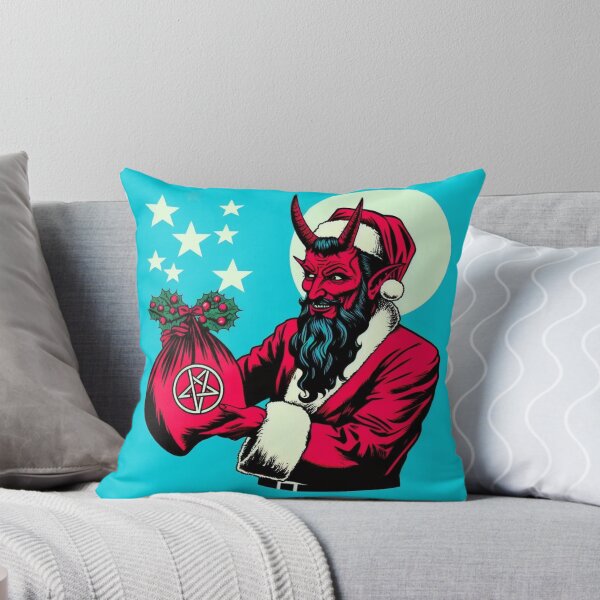 Item preview, Rockabilly Xmas Holiday Psychobilly Red White Aqua Blue Satanic Temple Hail Satan Santa designed and sold by CoffeeIsATrip.