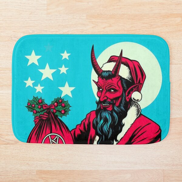 Item preview, Rockabilly Navidad Día festivo Psychobilly Rojo Blanco Agua Azul Templo satánico Salve Satanás Santa designed and sold by CoffeeIsATrip.
