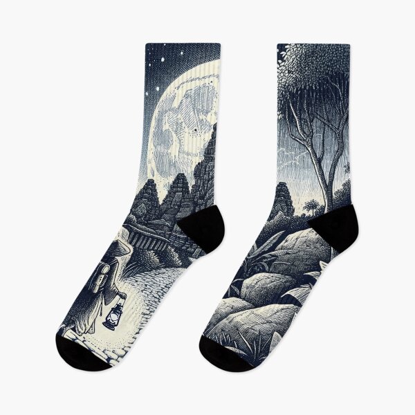 Item preview, Moonlit Path to the Ancient Temple designed and sold by PictorialWhimsy.