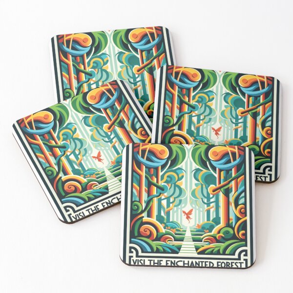 Item preview, Enchanted Forest Art Deco Travel Poster designed and sold by Best-Kept.