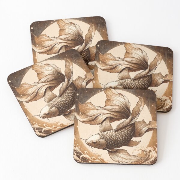 Item preview, Moonlit Koi Dance in Sepia Tones designed and sold by PictorialWhimsy.