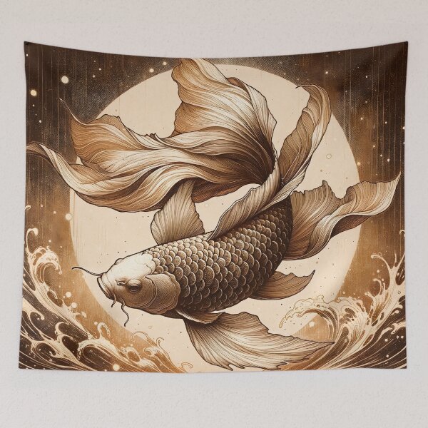 Item preview, Moonlit Koi Dance in Sepia Tones designed and sold by PictorialWhimsy.