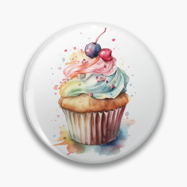 Item preview, a watercolor painting of a cupcake with a cherry  designed and sold by Mickeymouse2023.