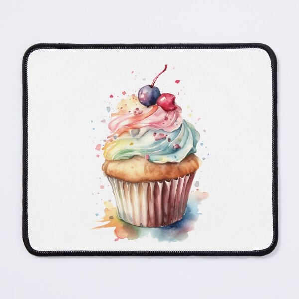 Item preview, a watercolor painting of a cupcake with a cherry  designed and sold by Mickeymouse2023.