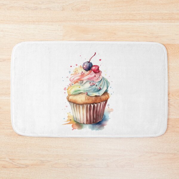 Item preview, a watercolor painting of a cupcake with a cherry  designed and sold by Mickeymouse2023.