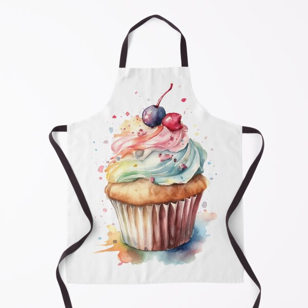 Item preview, a watercolor painting of a cupcake with a cherry designed and sold by Mickeymouse2023.