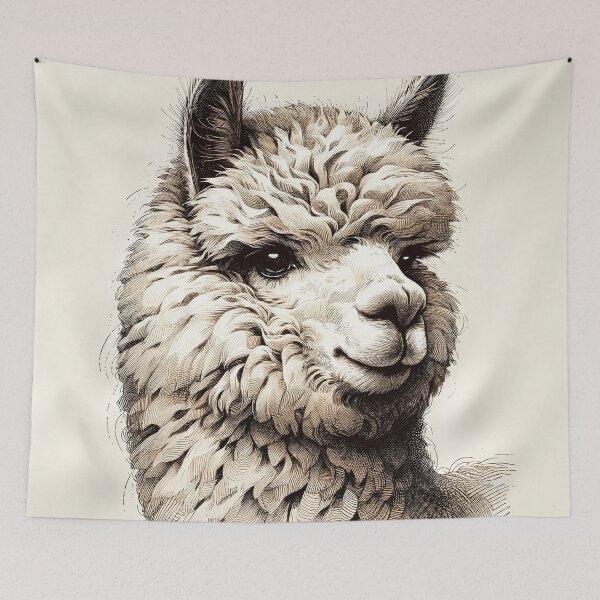 Item preview, Dreamy Alpaca in Warm Sepia Tones designed and sold by PictorialWhimsy.