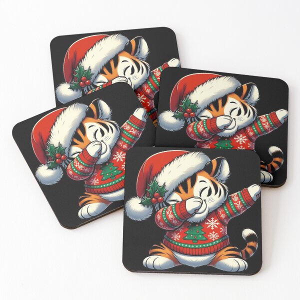 Item preview, Dabbing Tiger with Santa Hat designed and sold by HeadTurningArt.