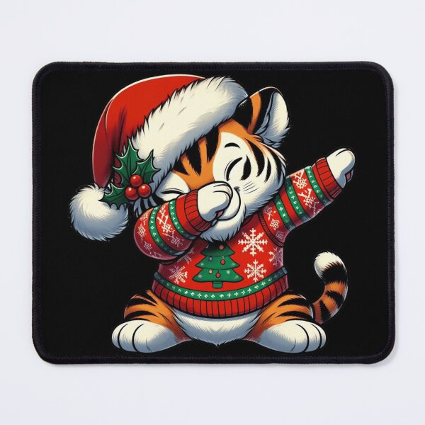 Item preview, Dabbing Tiger with Santa Hat designed and sold by HeadTurningArt.