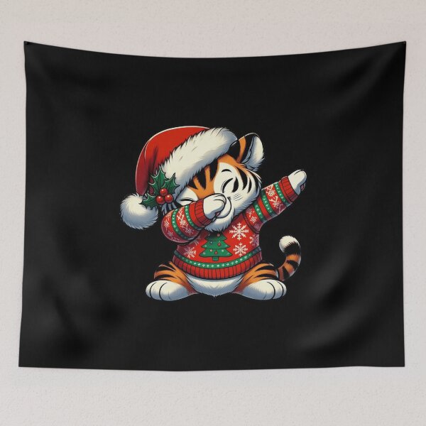 Item preview, Dabbing Tiger with Santa Hat designed and sold by HeadTurningArt.