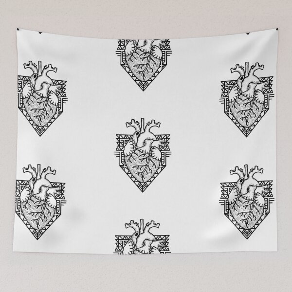 Item preview, logo image art graphics graffiti black and white line 3D heart beautiful graphics, real heart, print on t-shirt, bedding, leggings, simple drawing designed and sold by gulka8.