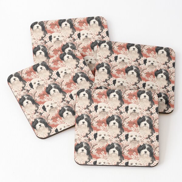 Item preview, Copy of tibetan terrier blossom pink designed and sold by Alessandro Remo Mazzoni Remotextiles.