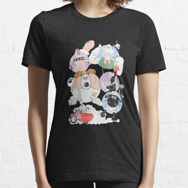 Wallace And Gromit Back Print Grey Marl Essential T-Shirt