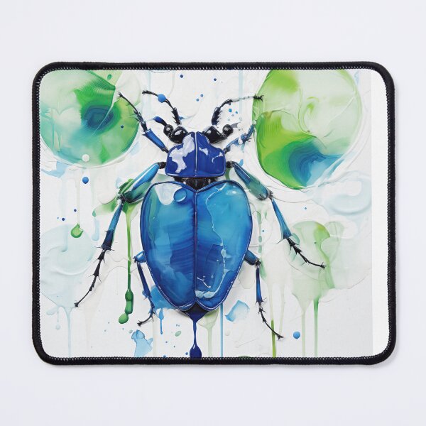 Item preview, Expressive Beetle Art 1 (blue, green, on white background) designed and sold by Earth Celebration Designs.