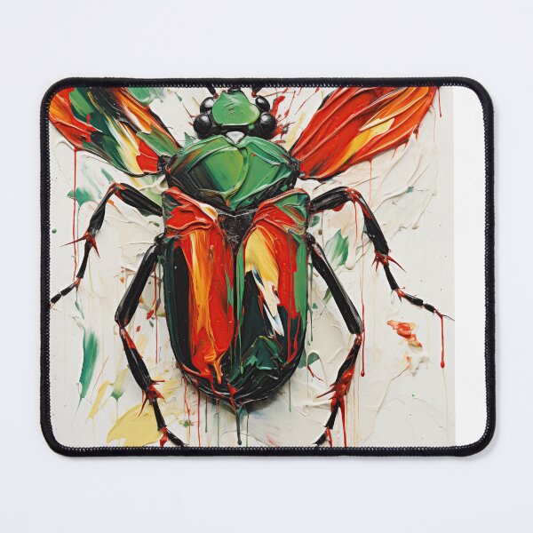 Item preview, Expressive Beetle Art 2 (red, green and black on white background) designed and sold by Earth Celebration Designs.
