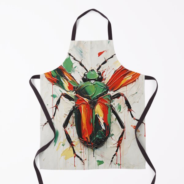 Item preview, Expressive Beetle Art 2 (red, green and black on white background) designed and sold by Earth Celebration Designs.